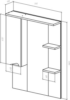Зеркало-шкаф с подсветкой Bellezza Эйфория 80см левый белый 00000005409
